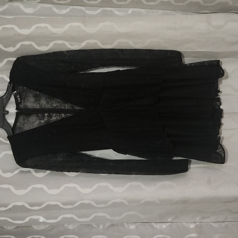 John Zack Plunge Lace Skater Dress